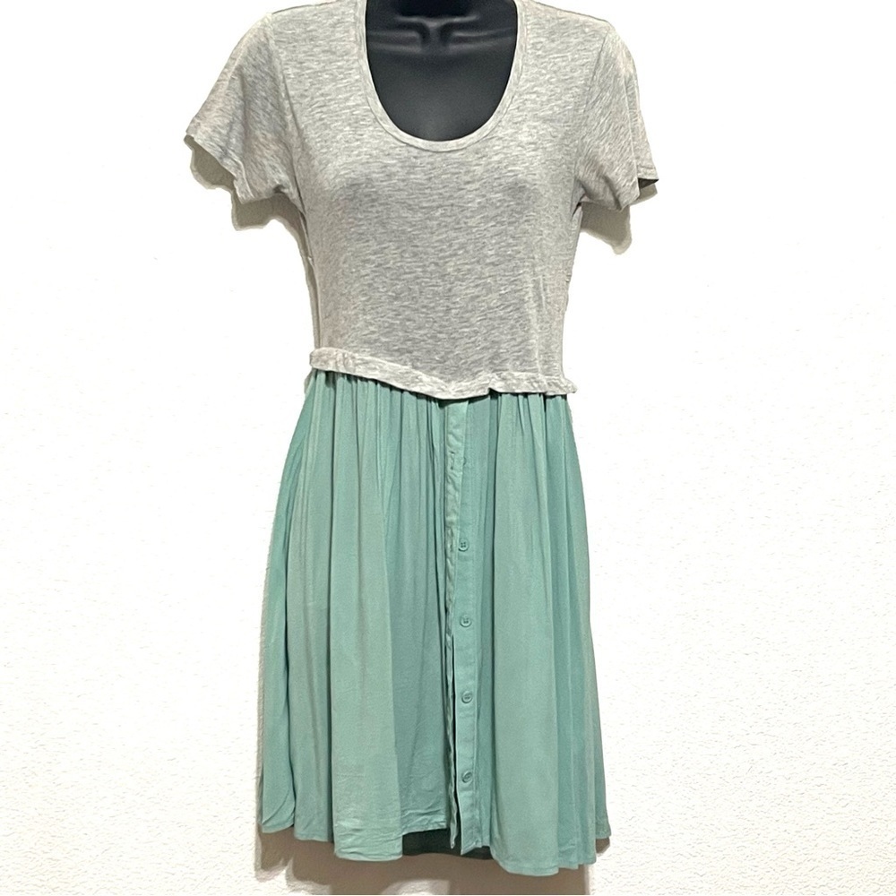 Funktional Anthropologie Woman Gray Green Short Sleeve Dress Size S